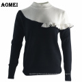 Fitness White Black Patchwork Pullover High Quality Custom Knitted Winter Women Sweater Korean